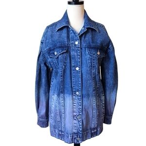 AVEC LES FILLES Anthropologie Oversized Ombre Blue Purple Denim Jean Jacket XS